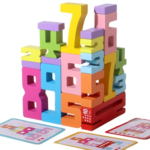 JYJ Wooden Stacking Building Blocks for 3+ Years Old Kids 1-10 Number Game Balance Competition Toy, Gift for Boys Girls