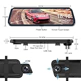 10'' Mirror Dash Cam for Seat Ibiza 2008 2009 2010 2011 2012 2013 2014 2015 2016 2017, Night Vision 2K+1080P 32G Full Touch Screen Loop Recording 170°Wide Angle Parking Assistance