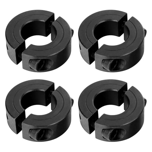 (4-Pack) SINOAXISSPACE Shaft Collar 1" Bore, 1045 Steel Double Split Clamp-On Shaft Collars Style, 1-3/4" OD, 1/2" Thickness, with M4 Set Screws