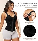 SHAPSHE Waist Trainer Corset for Women Tummy Control Sport Workout Body Shaper Vest for Women Postpartum Gym Zipper and Hooks Black