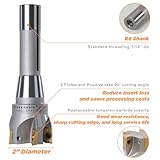 Jerax tools R8 Shank Indexable 2" End Mill, 2" Diameter 90 Degree High Speed Milling Cutter with Replaceable Carbide Insert