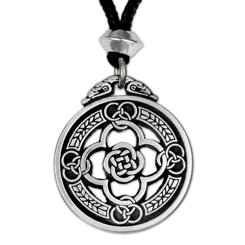 Pewter Celtic Knot Warrior Shield Pendant Necklace