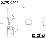 HHIP 2075-0506 3 Flute 60 Degree Indexable Dovetail Cutter, 1-3/8" x 5/8" Shank