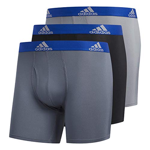 adidas Men's Microfiber Boxer Brief Underwear 3-Pack Discontinued, Onix/Collegiate Royal Black/Collegiate Royal Grey/Collegiate Royal/Performance/2, Large