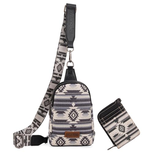 Wrangler Crossbody Bag with Card Wallet Aztec Sling Bag Purse Set WG2205-210WBK