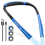 Glocusent Upgraded LED Neck Reading Light, Book Light for Reading in Bed, 30-min Timer, 3 Colors & 3 Brightness Adjustable, Rechargeable & Long Lasting, Perfect for Reading, Knitting