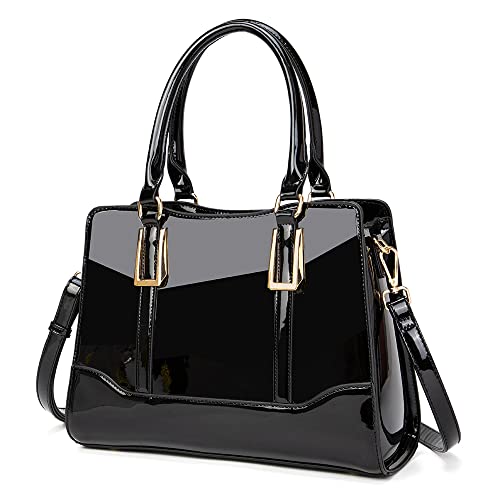 LJOSEIND Shiny Patent Leather Handbags Shoulder Bags Fashion Satchel Purses Top Handle Bags for Women