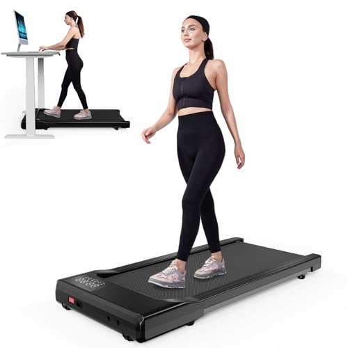 DeerRun 2024 Upgrade Walking Pad, Smart Under Desk Treadmill for Home Office, No-Assembly Treadmills with APP and Remote Control, LED Display, 2.5 HP Quiet Walking Jogging Machine, 300 lbs Capacity