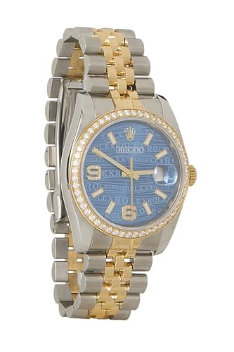 Rolex, Pre-Loved 18K Gold & Diamond Datejust Blue Wave 116243 36mm, Gold
