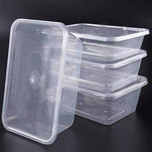 HOMEE Meal Prep Containers, 50 Pack- 26oz Plastic Storage Food Containers with Lids, Bento Box Reuse, Refrigerator Safe, Microwave, Dishwasher Safe, Gift for Mother's Day (White)