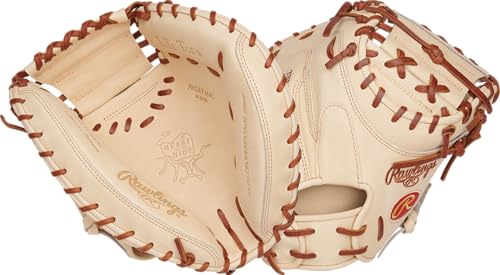 Rawlings | Heart of The Hide Series Baseball Glove | Y. Molina Catchers Mitt - 34' | RHT | 1-Piece Solid Web | Camel