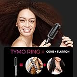 Hair Straightener Brush, TYMO Ring Hair Straightener Comb Straightening Brush for Women with 5 Temps 20s Fast Heating & Dual Voltage, Black