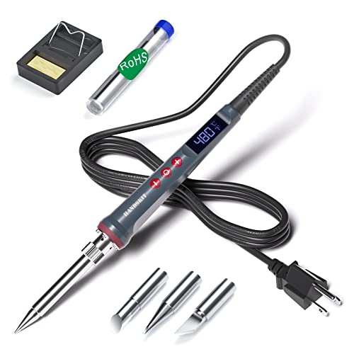Solder Iron, 200W 110V Soldering Iron Digital Soldering Kit for Soldering, 6-in-1 Solder Iron Kit Welding Tool, Adjustable Temperature from 180 to 480℃, 3 solder tips, Solder wire, Solder Iron Stand
