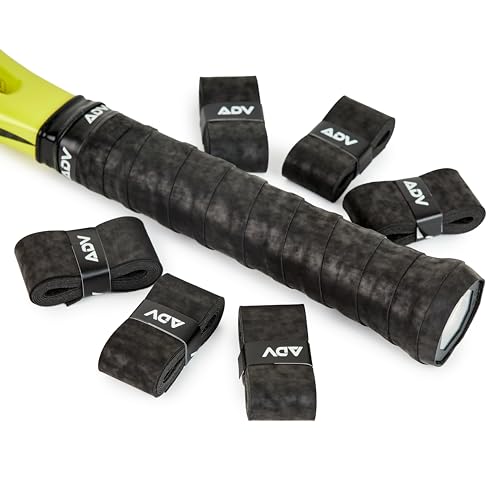 ADV Dry Tennis Overgrip Tape - 3, 12, 30, 60 Pack - FeltTac Tennis Racket Grip Tape - Ultra Absorbent Tennis Grip Tape - Comfort Tennis Racket Grips - Tennis Grips Overgrip (6-Pack Black)