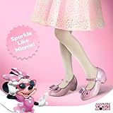 Disney Minnie Mouse Shoes - Girls Mary Jane Flat Pump Strap with Bow - Kids Character Princess Dress up Costume Flower School Party Flats Slip on - Pink (Size 11 Little Kid)