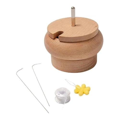 Hot Funny Manual Wood Bead Spinner With Lid Portable Quickly Seed Wooden Durable Beads Tools String Crafts Bead Quick Threa F2N9 - (Color: A, Style A)
