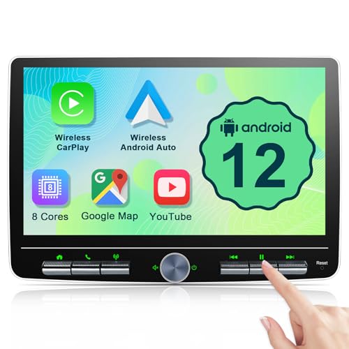 Wireless CarPlay Double Din Car Stereo 10 Inch Touchscreen with Android Auto 8 Core 2G+32G Detachable Floating Car Radio Bluetooth AM FM GPS Navigation WiFi Car Play Touch Screen 2 Din Android 12