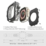 Carbon Fiber Case for Apple Watch Ultra 2 49mm Fluorine Rubber Band, Luxury Carbon Fiber Bumper Cover for iWatch Ultra 49mm Shock-Resistant Case Replacement Strap (49mm, Black)