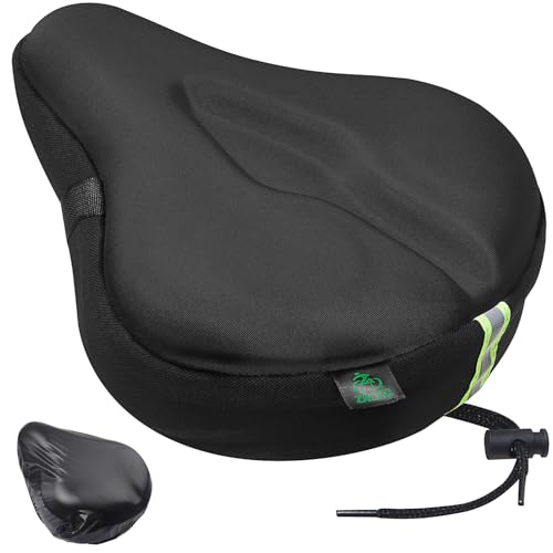 Zacro Bike Seat Cushion - Gel Padded Bike Seat Cover for Men Women Comfort, Extra Soft Exercise Bicycle Seat Compatible with Peloton, Outdoor & Indoor Bike Saddles(Large, Black)