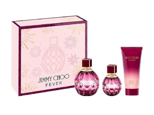 Jimmy Choo Fever Eau de Parfum 3 Piece Set - 3.3 fl. oz. Spray & 1.3 fl. oz. Spray, 3.3 fl. oz. Body Lotion - Long Lasting Fragrance with notes of Plum Nectar, Heliotrope & Tonka Bean - Warm & Floral