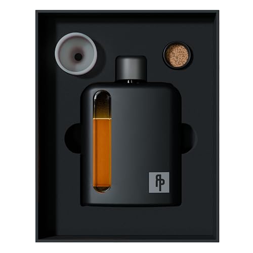 Ragproper Modern Glass Hip Flask for Men with Cork & Silicone Lid Liners - Durable Silicone Covered Flask for Whiskey, & Other Liquor (Single Shot 100ml, Black)