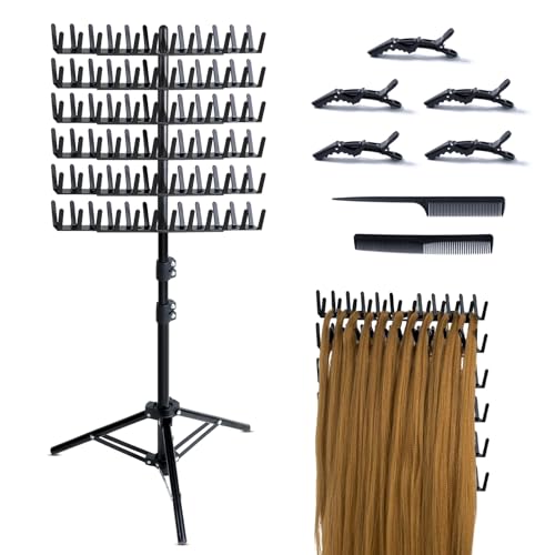 Eastdone Braiding Hair Rack Standing Extension Holder Hanger, 144 Pegs Divider for Separator Stand Display (Black)