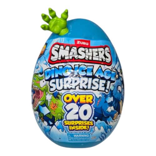Smashers Dino Ice Age Raptor Series 3 by ZURU Surprise Egg with Over 20 Surprises! - Slime, Dinosaur Toy, Collectibles, Toys for Boys and Kids (Raptor) , Blue