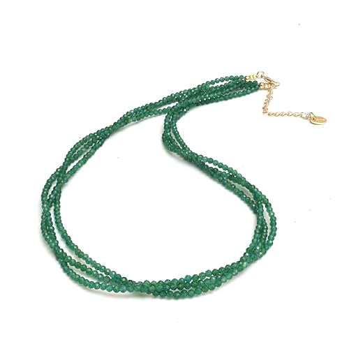 Gempires Green Jade Gemstone Necklace March Birthstone Statement Jewelry Hypoallergenic 18 Inch Gold Plated Dainty Trendy Jewelry Gifts