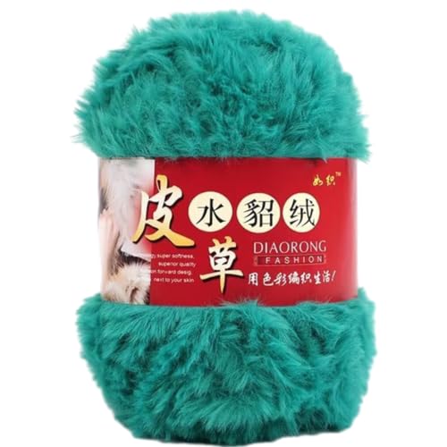 2 Skeins Faux Fur Yarn Soft Yarn for Crocheting Fluffy Yarn,Fuzzy Yarn Eyelash Yarn for Weaving Knitting Blanket Rugs Sweater Beanies Bag Cushion Mat(Each Skein 3.5oz,65 Yards) (Turquoise)