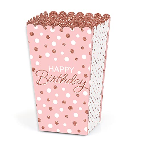 Big Dot of Happiness Pink Rose Gold Birthday - Happy Birthday Party Favor Popcorn Treat Boxes - Set of 12