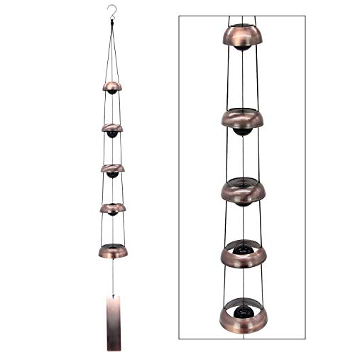 ASTARIN Bell Wind Chimes for Outside, Temple Wind Bell, Red Copper WindChimes with 5 Bells, Feng Shui Wind Chime for Home Yard Outdoor Decoration