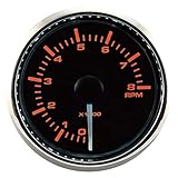 MOTOR METER RACING MGS Series 8000 RPM Universal Electronic Tachometer - 2-1/16" 52mm with White & Amber LED Backlit - Black Dial - Stainless Steel Bezel - for Gasoline Engine Alternator Car & Truck