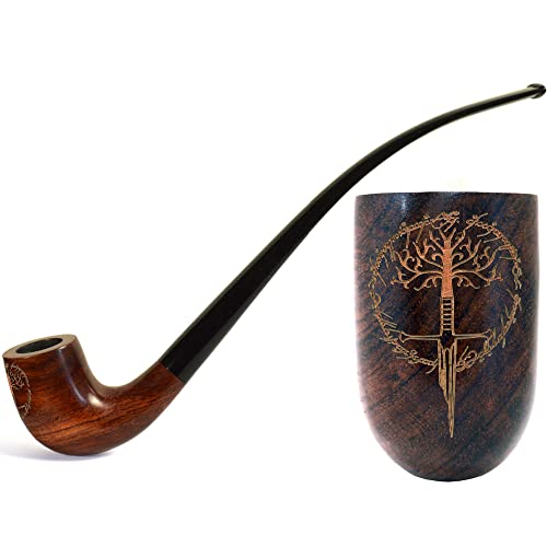 10.2'' Long Pear Wood Tobacco Smoking Pipe Broken Sword, Tolkien. Churchwarden pipes - (26cm) for 9mm Filter. Velvet pouch gift