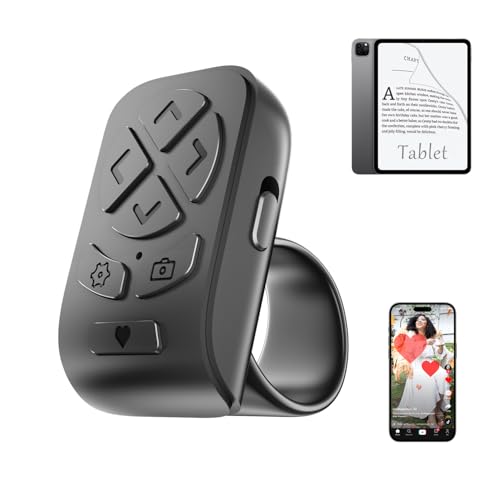 Scrolling Ring Remote for TikTok YouTube Instagram Shorts Video, Scroller Page Turner Clicker for Kindle APP Compatible with iPhone iPad Android Phone, Remote Shutter Control for Phone Camera