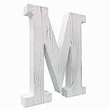 Extra Large Wood Decor Letters Wood Distressed White Letters DIY Block Words Sign Alphabet Free Standing Hanging for Home Bedroom Office Wedding Party (M)