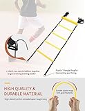 GHB Agility Ladder,Football Training Equipment Set,4 Agility Hurdles, 20 feet 12 Rungs Speed Ladder,12 Disc Cones,Resistance Parachute, Jump Rope, 5 Resistance Bands for Workout