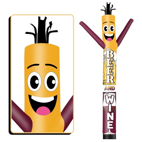 GOODENY 10FT Tall Inflatable Tube Man Wine And Beer Wacky Wavy Dancing Guy (12''Diameter) for Outdoor Decoration Advertising Business Promotion - Food Theme (Blower Not Included)