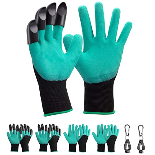GYYVES Gardening Gloves With Claws 4 Pairs Garden Yard Gardener Outdoor Work Gloves Gift For Men And Women(4 Pairs/Green-2)