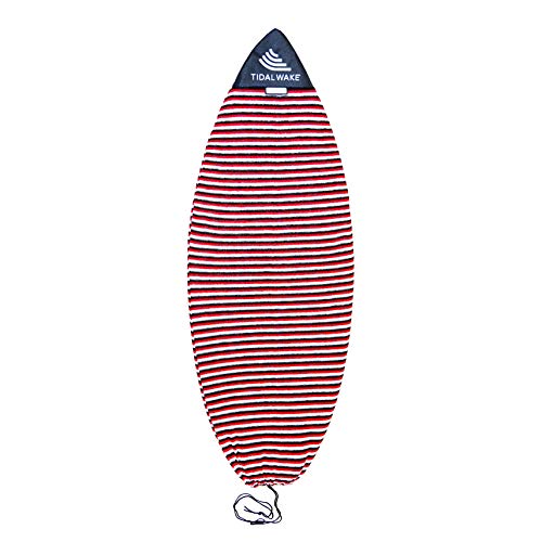 Tidal Wake TAG-IT –52" Pointed Nose Surf & Wake Board Sock - Soft Wakesurf/Wakeboard Bag with Built-in Name Tab, Customizable Wake Surfboard/Wakeboard Cover Protects Your Board -Red, Black & White