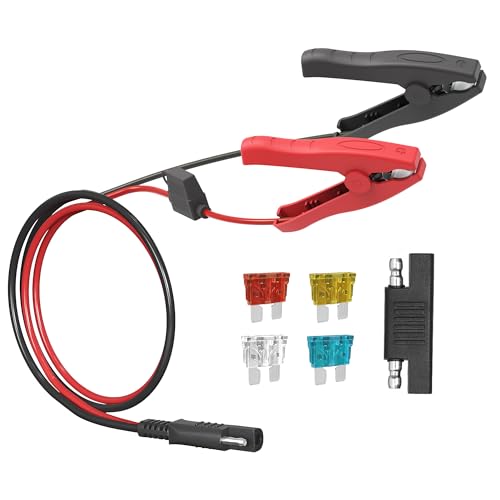 IZTOSS 12 AWG Alligator Clips to SAE Connector Cable - 9.84FT Automotive Battery Jumper Cables, with 5 Fuse and 1 SAE Polarity Adapter for Quick Disconnect/Connect Charging Solutions