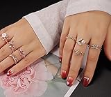 12 Pcs Rose Gold Rings for Women Knuckle Rings Set - Engagement Rings for Women - Cubic Zirconia Rings for Teen Girls - Stackable Rings for Women Finger Rings- Pack of Silver Rings for Teens