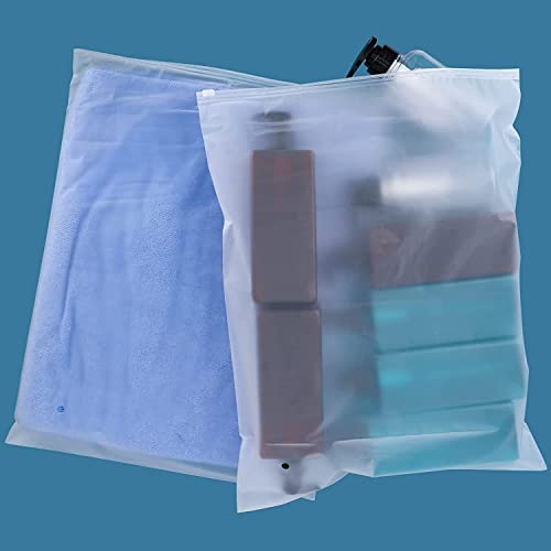 ENPOINT Apparel Zip Bags, 100 Pcs 12x14 inch Plastic Packing Bags for Clothes Selling, Frosted Zipper Poly Bags for Packaging T Shirt, Jeans, Jacket, 3 Mil Thick with Vent Holes