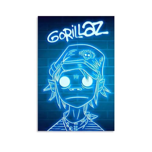 ZCGYYDS Gorillaz Band Poster Unframed 12x18inches Room Aesthetic Canvas Poster For Home Decoration Music Lovers Poster Living Room, iridescent