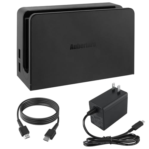 Dock Station for Nintendo Switch/Switch OLED with LAN Port,3-1 Switch Docking Station Set for TV with 1080P HDMI Cable and AC Adapter,Dock Base Charging Dock Station for Nintendo Switch/OLED (Black)