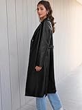 Trendy Queen Womens Black Long Faux Leather Jackets Trench Coat Fall Blazer 2025 Going Out Outfits Clothes Sexy Oversized Waterproof M