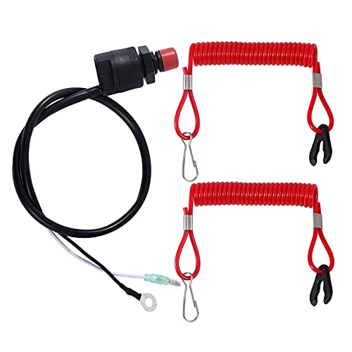 Stylemafia Universal Boat Outboard Lanyard Engine Motor Kill Urgent Stop Switch/Safety Lanyard Tether Cord 2 pcs Compatible with YamahaTohatsu Honda Outboard Motors, ATV Boat Bike
