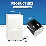 DEVAISE 2 Drawer Mobile File Cabinet with Lock, Commercial Vertical Cabinet, White