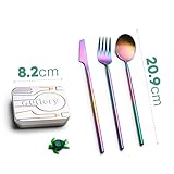 Outlery | Portable & Reusable Stainless Steel Travel Cutlery Set (Rainbow) - Includes Travel Case for Easy Transport