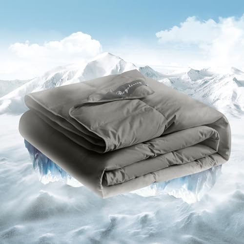 Royoliving Premium Lightweight Feathers Down Duvet Insert Comforter King Size Summer Cooling Blanket for Hot Sleepers Charcoal Gray 100% Cotton Cover with Corner Tabs (106x90, 40 oz)