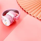 Wireless headset kids headphones cute earphones bluetooth headset headphone for boys girls, canceling noise with mic. Audífonos para niños y niñas con microfono (Hello Kitty, Pink)